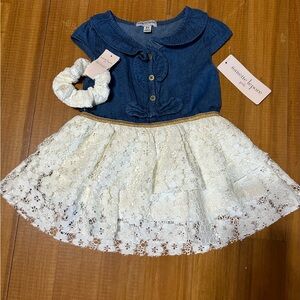 Nanette Lepore Dresses | Nanette Lepore Baby Girl’s Denim Lace Ruffle